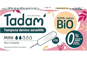 TADAM' - Tampons Dermo-Sensitifs Hypoallergénqiues - Coton Bio - Confort Mini x16