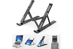 KLEARLOOK MAXIMIZED CLARITY! Portable Laptop Stand,10 Levels Height Adjustable Laptop Holder,Lightweight ABS+Silicone Foldable Laptops Riser,Notebook Cooling Stand PC Riser for All Laptops Tablets-Black
