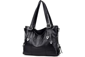 DEERWORD Femme Sac a Main Sacs à Bandouliere Portés épaule Feminin Cabas Original PU Cuir 5369 1pc ensemble Noir