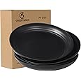 Greentainer Unbreakable Dinner Plates for Kid & Adults - 7.8'' Plastic Plates, Microwave and Dishwasher Safe, Lightweight Dessert Plates for Pizza, Pasta, Bread, Snack, Salad,Set of 4(Black)