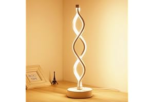 ELINKUME Twist Wave LED Lampe de chevet - 12W blanc chaud LED dimmable Spirale Lampe de table pour chambre/salon/bureau/hôtel (Blanc chaud No2)