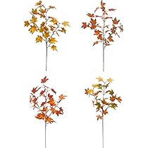 æ- Lot De 4 Branches D'automne Réalistes De Feuilles D'érable - Bouquets De Feuilles D'érable Artificielles - Décoration D'automne