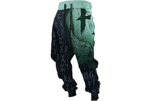 GENERISCH Sweatpants Herren Vintage Wikingerhose Wikinger Motive Trainingshose Mittelalter Hose Piraten Joggerhose Walhalla Jogginghosen 3D Gedruckte Streetwear Hip Hop Jogginghose Y2K