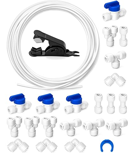Kit De Raccordement Pour Réfrigérateur, Osmoseur, Filtre à Eau - Tuyau 1/4 (5m) + Raccords Rapides Y, T, L, Robinet - Alimentation En Eau Facile