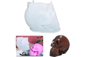 JULIYEH 3D Large Skull Candle Moulds,Family Halloween Candle Silicone Mold,Ice Cube Crystal Jewelry Maker Mold for Home Decoration, Black, (CXY-52)