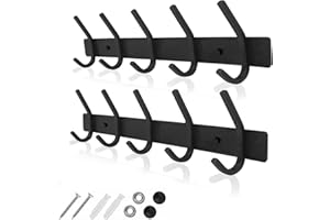 GlazieVault Coat Hooks Stainless Steel - Coat Racks for Wall - (2 Pack) - Heavy Duty Coat Hooks Wall Mounted - Black Wall Hanger Clothes Hooks and Wall Hooks