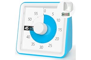 TWENTY5 SEVEN Minuteur de Compte à rebours de 7,6 cm avec Couvercle Amovible ; minuterie visuelle de 60 Minutes et 1 Heure, Outil pédagogique pour Salle de Classe, réunion, Compte à rebours pour Enfants, Bleu Ciel