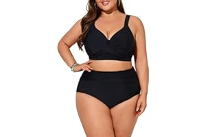 Hanna Nikole Women Push Up Bikini Plus Size Tummy Control Swimsuit High Waist Ruched Swimwear Two Piece
