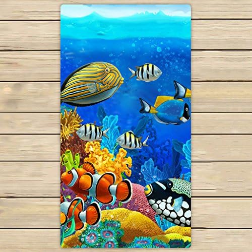 Cotton Bath Towels,Bathroom Body Shower Towel,Custom Sea Seabed Fish Corals Underwater Ocean Tropical Beach/Shower Towel Wrap For Home and Travel Use Size 30x56 inches