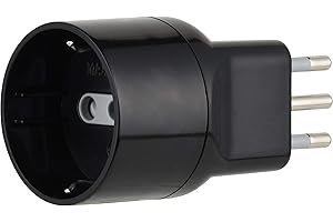 Electraline 71024 Adattatore Disassata Salvaspazio da Schuko a Spina Piccola Italiana 10A, Nero, Confezione da 1