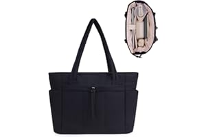 Wandering Nature Borsa Tote Donna con Cerniera & 40oz Tasca Elastica per Borraccia Borsa Università Donna Capiente per Laptop 15,6 Pollici per Viaggi Università e Lavoro (Brevetto in Corso)