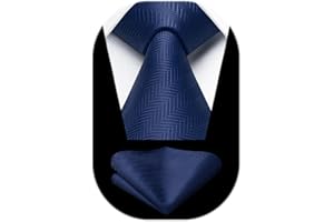 HISDERN Krawatten für Herren Hochzeit Krawatte mit Einstecktuch Klassisch Plaid Hahnentritt Business Krawatten & Taschentuch Set