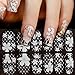 leading-star 3D White Lace Nail Art Tips Sticker Decal Full Wraps
