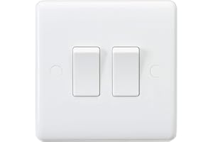 Knightsbridge CU3000 Curved Edge 10 A 2 Gang 2 Way Switch, 230 V, White