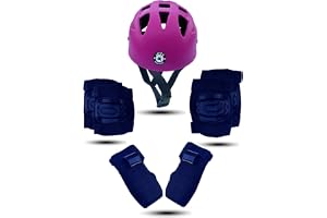 Liffo® Kids Protective Skating Gear Set for Roller Skating, Skateboarding & Cycling |for Kids 5 to 16 Years Knee and Elbow Pads Wrist Guards Set (HSG-01) (Pink, M)