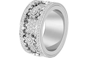 AMZCOM Spinner Ringe für Damen Herren, Zappelband Fingerring Anti stress Ring Drehbar Anti-angst Ring Fidget Toy für Meditation Stressabbau mit Geschenkebox