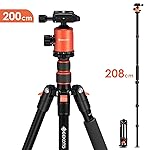 GEEKOTO Treppiede Treppiedi Fotocamera 200cm, Cavalletto Monopiede Portatible Alluminio con 360&deg; Testa a Sfera Panoramica...