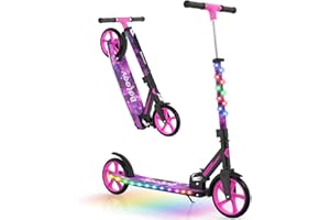 ‎BELEEV BELEEV V9 Big Wheel Scooter mit LED Leuchtet Lenker & Deck, Roller Kinder 6 Jahre mit Höhenverstellbar, ABEC-9, 200mm Räder, Tragegurt, Faltbare Cityroller Jugendliche & Erwachsene, Tretroller Kinder