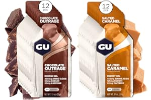 GU ENERGY GEL - Pack 24 Gels Chocolat/Caramel Beurre Salé Gel énergétique - Sodium - BCAA - Idéal pendant l'effort 100Kcal