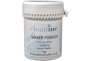 Cleanine Ear Mite Powder Fast Acting Stops Discomfort, Head Shaking, Wax, Mites Gunk & Ear Odour For Dogs, Cats, Horses, Rabbits and Small Animals (30g)