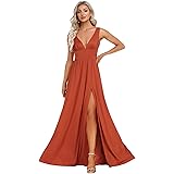 Ever-Pretty Vestiti da Cerimonia da Donna Alta Elasticità Scollo a V Linea ad A con Spacco Stile Impero