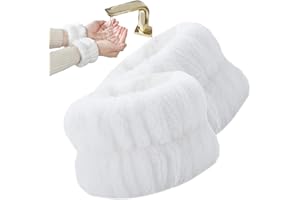 Hailerio Bandes de lavage de poignet - 2 bracelets de spa en polaire de corail absorbants,Bracelets de soin de la peau moelleux, serviettes de poignet élastiques pour laver le visage, élastiques à