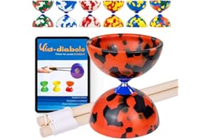 Juggle Dream Jester Diabolo ad ASSE Fisso con Bacchette in Legno e Video di Apprendimento Online, Giocattolo da Giocoleria (Nero/Rosso)