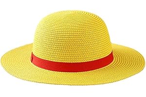 Tianbi Luffy Sombrero de paja, gorra de playa de ala ancha para adultos, multifuncional, personajes de dibujos animados, protector solar, sombrero de paja para cosplay