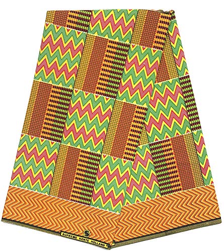 Supreme Kente Wax Holland Original Tissu Africain PAGNE imprimé 6 Yards 100% Coton réf AQ