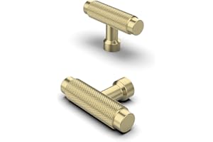 Furniware Gold Knurled Cabinet Handles - Pack of 10 (Dresser Drawer Cupboard Knobs)