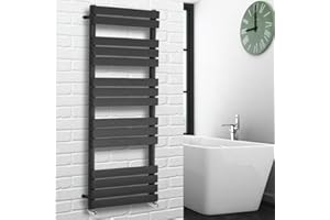 NRG Contemporary Flat Panel Bathroom Heated Towel Rail Radiator Rad Warmer - 1600 x 450 Anthracite