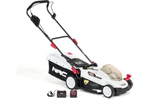 NAC NEW AMERICAN CONCEPT NAC Sp. z o.o. LB18-33-B40-S 18V napinacza akumulatorowa NAC o szerokości cięcia 33 cm, nowoczesna bateria litowo-jonowa o pojemności 4,0Ah i ładowarka 1,8 A w zestawie, czarny/biały