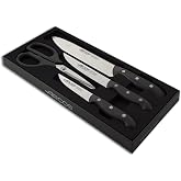 Arcos Kitchen Knife Set Four Pieces 3 Chef Knives and 1 Scissors Stainless Steel and Ergonomic Handle Polyoxymethylene for Cu