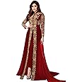 Florely Women's Embroidered Georgette Semi-Stiched Anarkali Gown with Dupatta(Codding)