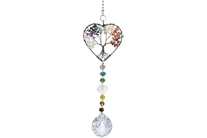 PEILI Sonnenfänger zum Aufhängen am Fenster mit Kristall, Baum des Lebens, zum Aufhängen, Regenbogen-Maker-Ornament für den Garten (Heart)