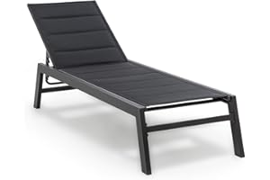 blumfeldt Renazzo Lounge Hamaca - Tumbona, para Exteriores, Superficie de 65 x 93 x 165 cm, Respaldo Regulable en 6 Alturas, Superficie Acolchada e hidrófuga, ComfortMesh, Antracita