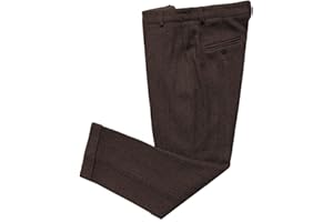 AeoTeokey Herrenanzughose mit Fischgrätenmuster, Tweed-Kleid, Vintage-Hose, lässig, dicke Wolle, plissiert vorne