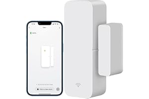 PHOVOLT WLAN-Türsensor, intelligenter Tür-Fenstersensor, kabelloser Fenstersensor, Echtzeit Alarm, kompatibel mit Alexa, Google Assistant, Sicherheitstür, Sensor für Geschäftseinbruchalarm (1 Stück)