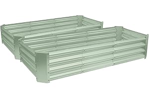 Harbour Housewares Raised Garden Bed - Green - 180 x 90cm - Rectangle - Pack of 2 - Bottomless Galvanised Steel Planter Box for Growing Outdoor Plants, Vegetables, Flowers and Herbs