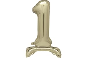 Unique 13231 - Giant Standing Foil Number 1 Balloon - 76 cm - Gold, Large