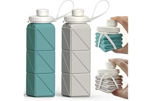 BEAUTAIL Faltbare Trinkflasche 610ML, Tragbare Wasserflasche aus Silikon, Trinkbehälter, Leicht, Wiederverwendbar, für Fitnesss, Fahrrad, Sport, Outdoor Sportflasche (Blau+Sternenlicht)