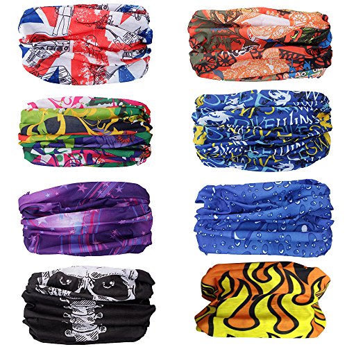 Bandana Multifunktionstuch Kopftuch Moliker 8 Stück /Pack Bandanas Nickytuch Kopftuch Schlauchtuch Halstuch Motor Fahrrad Motoren Sport