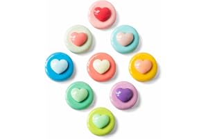 SUNURS 9-pack Hjärtmagneter Söta Macaron Kylskåpsmagneter | Utvalda hjärtfärger | Pålitligt fäste | Platt baksida