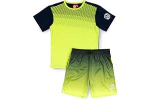ALPHADVENTURE - Abbigliamento sportivo per bambini, set di 2 pezzi con tuta da ginnastica, maglietta a maniche corte e pantaloncini sportivi - Taglie da 6 a 14 anni