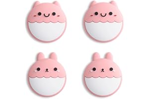 eXtremeRate PlayVital Copri Analogici per Nintendo Switch/OLED/Lite, Cover Levette Analogiche Silicone Thumb Grip Cap Gommini per Joycon Switch Controller(Coniglio&Scoiattolo)-Rosa