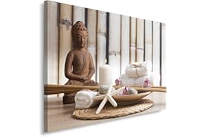 Feeby Cuadro En Lienzo Buda Cultura 60x40 cm 1 Pieza Modernos Impresión Artística Calidad Fotografica Imagen Decoración de Pared Salon Dormitorio Cocina Oficina Pasillo Vela Zen Moderno