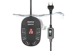 FEDOUR 50W Mini justierbare Aquarium Heizung: Digital Fish Tank Heizung mit Schutzabdeckung und Controller für 10-60L