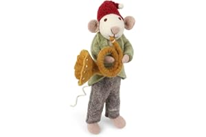 ‎GRY & SIF Gry & Sif Handgemacht & Fairtrade-Zertifiziert | Stilvolles dänisches Design X Nepali Kunsthandwerker | Große Orchestermus-Maus mit Trompete