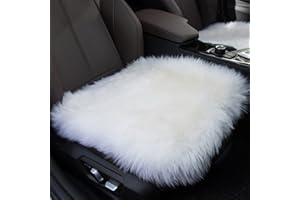 Sisha-A Sheep Wool Seat Cushion Cover Winter Warm Natural Wool Car Seat Covers Universal Fit for Most Car, Truck, SUV, or Van Front White