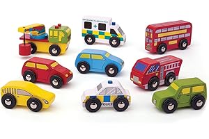 Bigjigs Rail Lot de Véhicules | Train en Bois | Circuit Train Bois | Jouet Enfant | Jouet Éducatif | Cadeau Enfant | Jouet en Bois | Compatible avec Autre Marques de Train en Bois